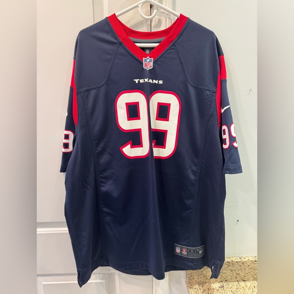 Nike JJ Watt On Field Texans Jersey with Red and White Accents